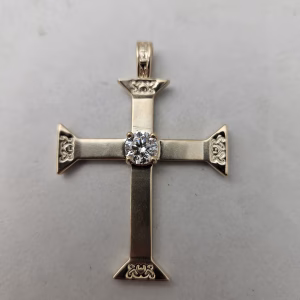 Diamond Scrollwork Cross Pendant