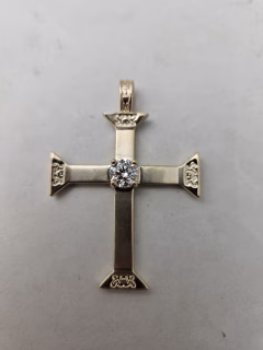 Diamond Scrollwork Cross Pendant