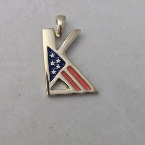 Custom American Flag Initial Pendant