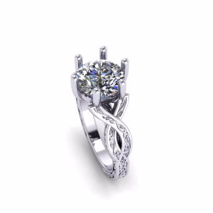 Engraved Split Shank Engagement Ring