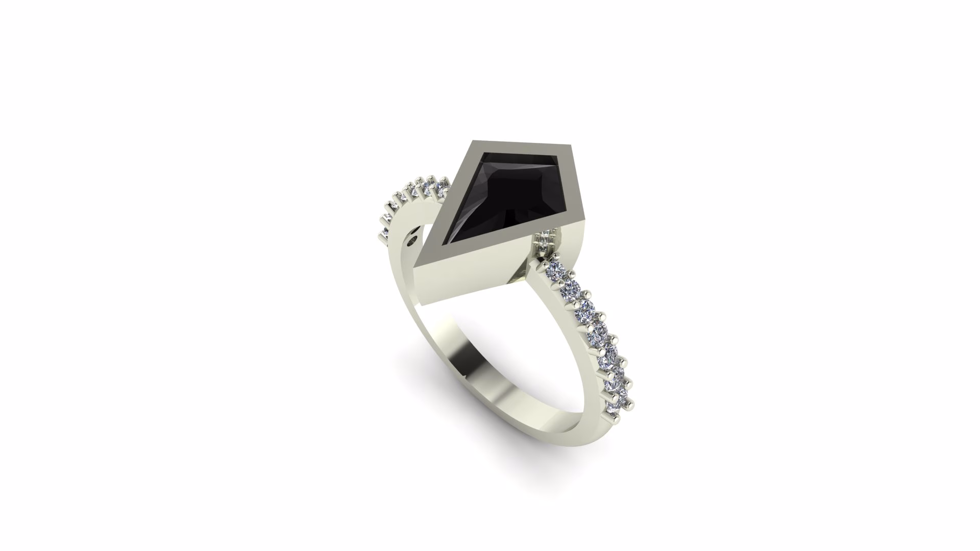 Bezel Set Kite-Shaped Engagement Ring