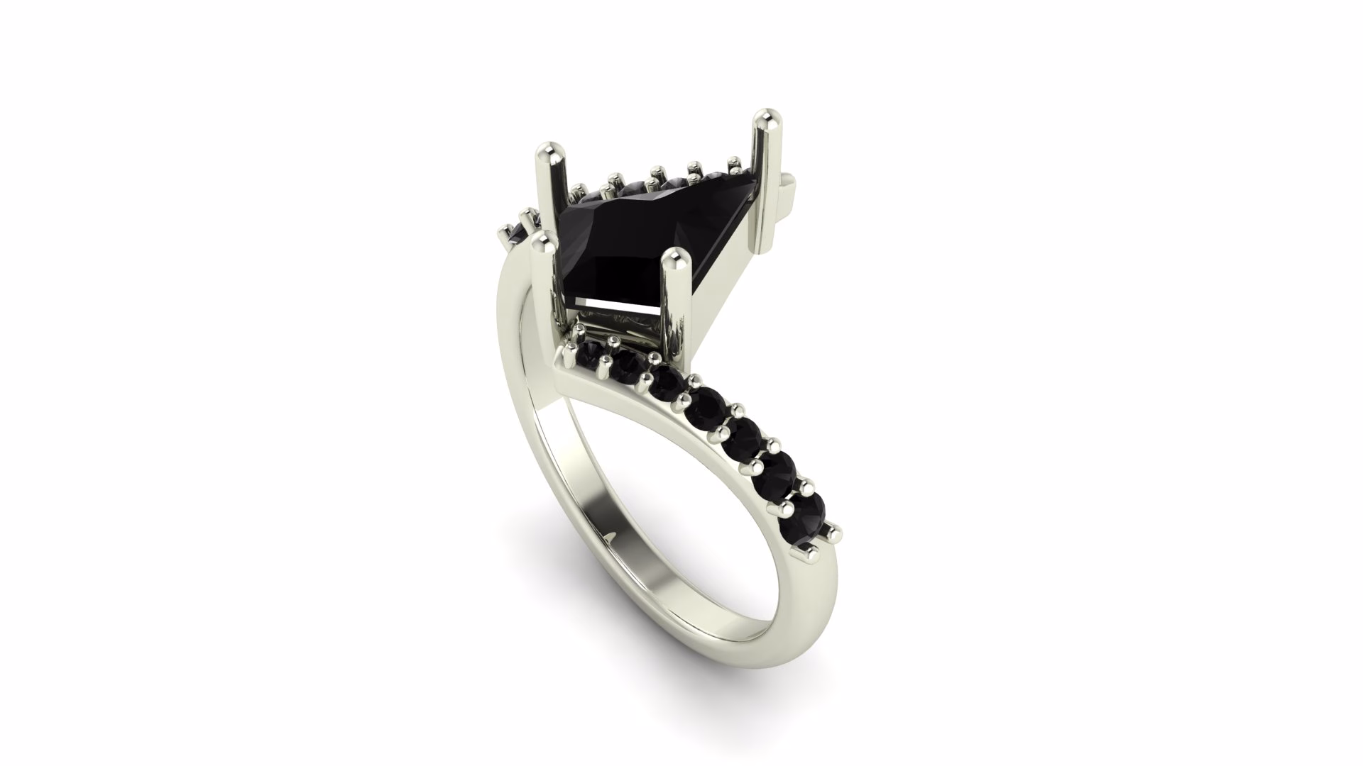 Bypass Kite-Shaped Engagement Ring