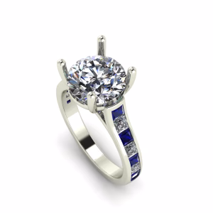 Diamond And Sapphire Cathedral Engagement Ring