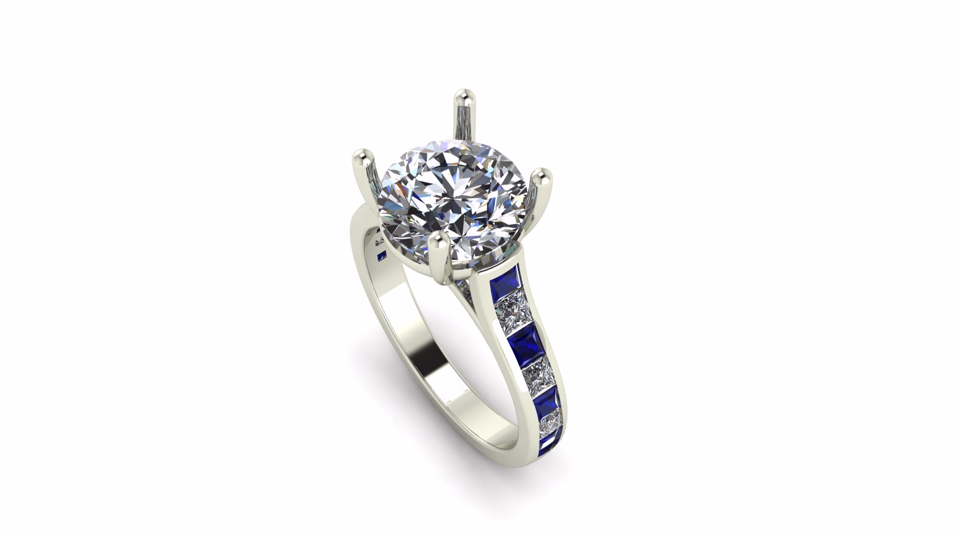 Diamond And Sapphire Cathedral Engagement Ring