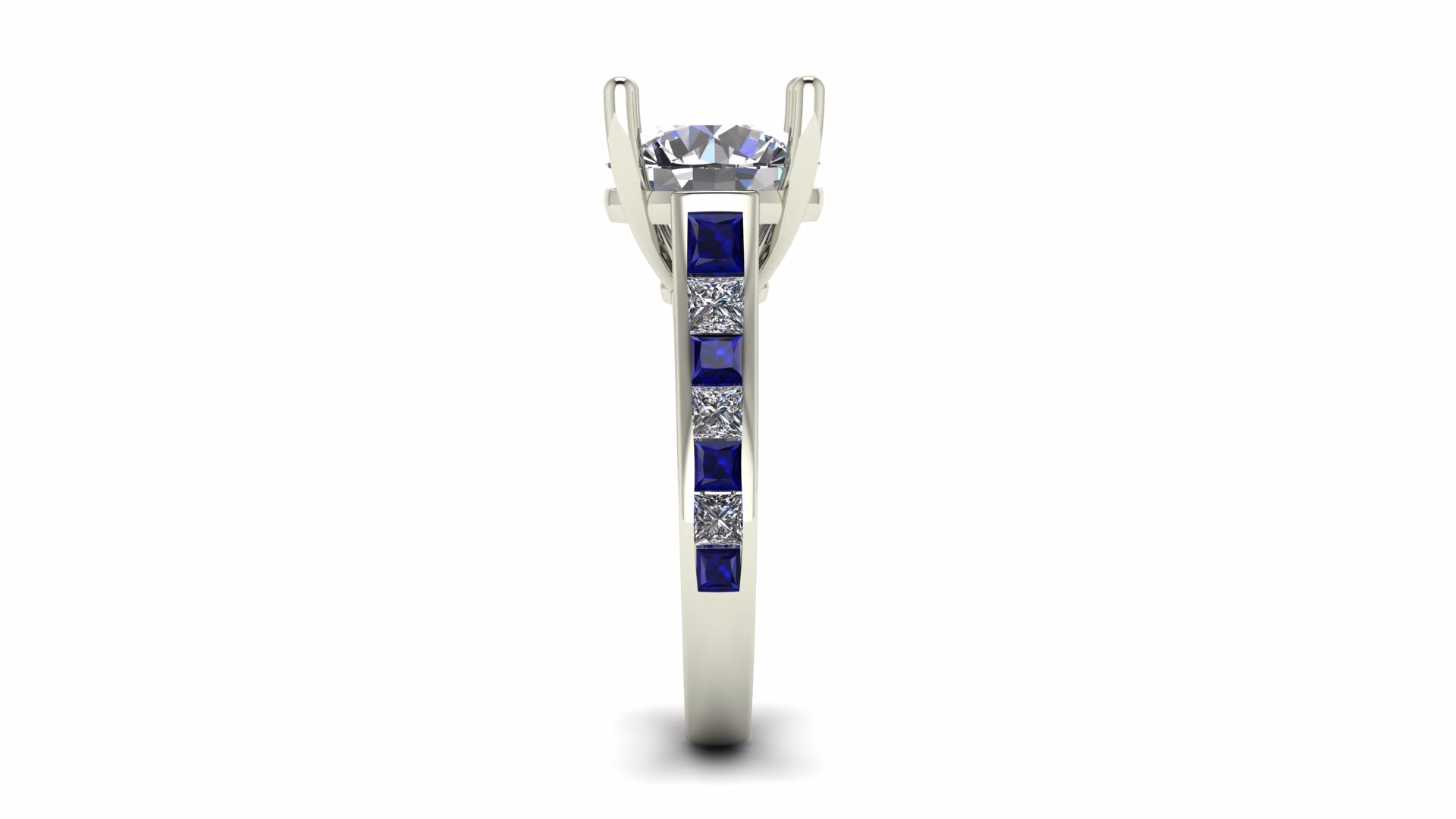 Diamond And Sapphire Cathedral Engagement Ring