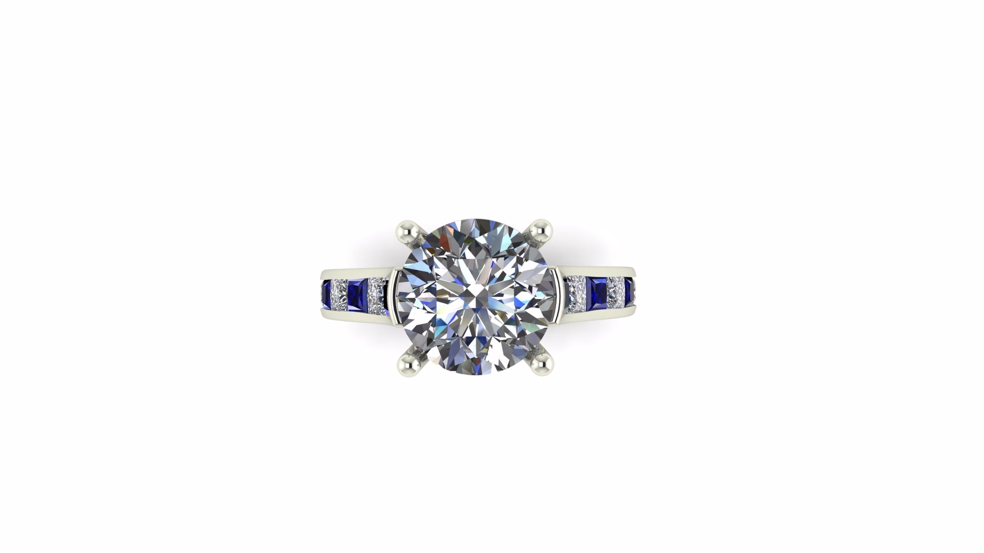 Diamond And Sapphire Cathedral Engagement Ring