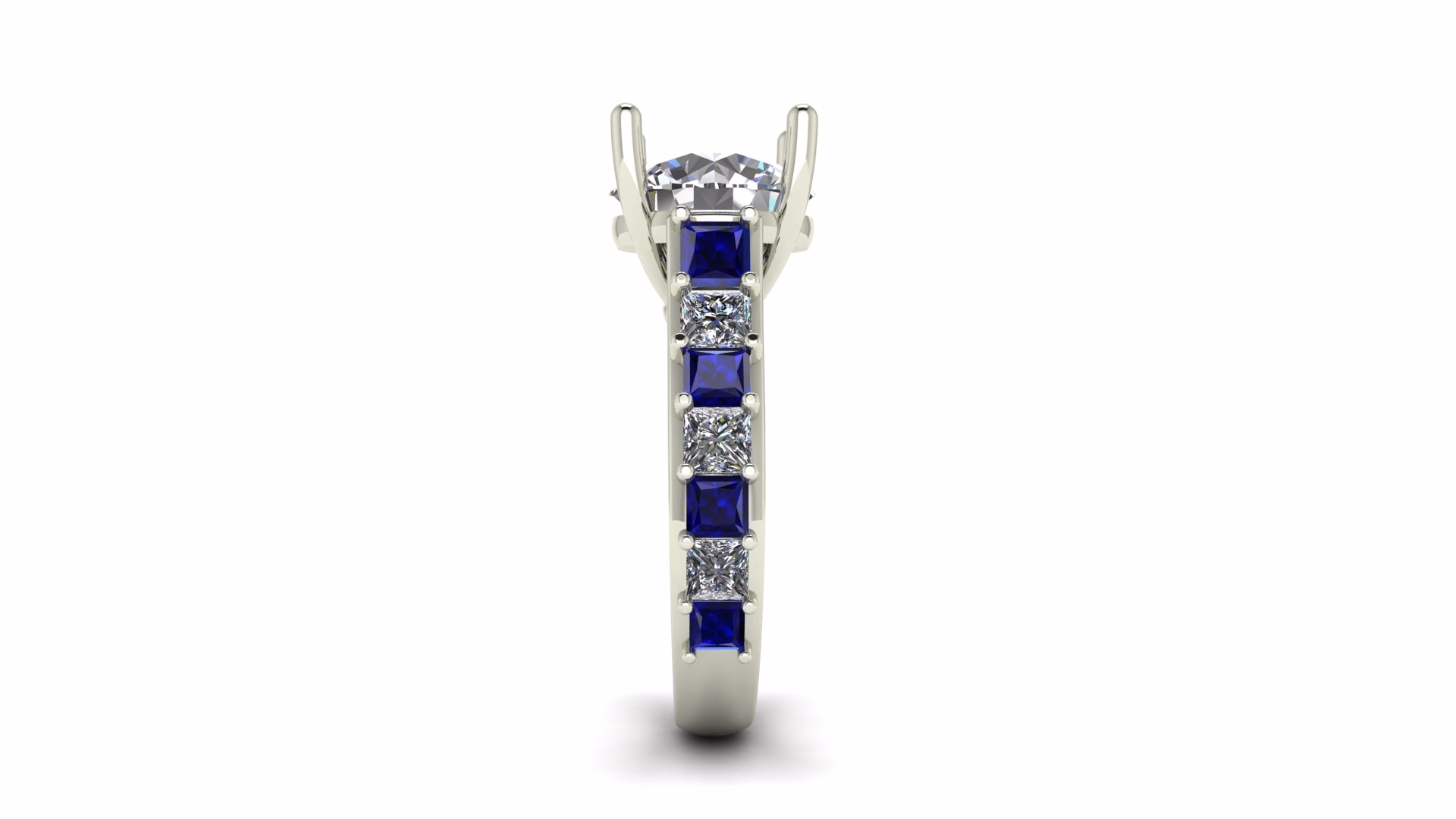 Diamond And Sapphire Cathedral Engagement Ring
