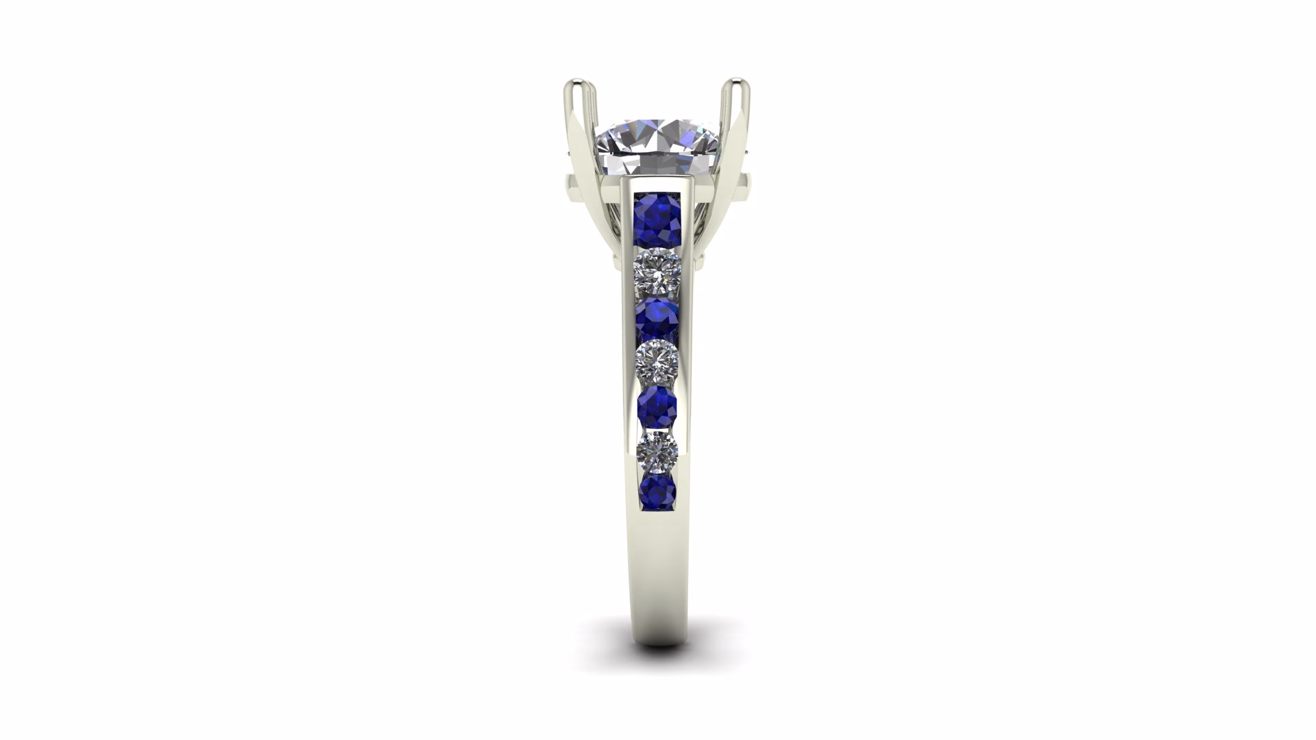 Diamond And Sapphire Cathedral Engagement Ring