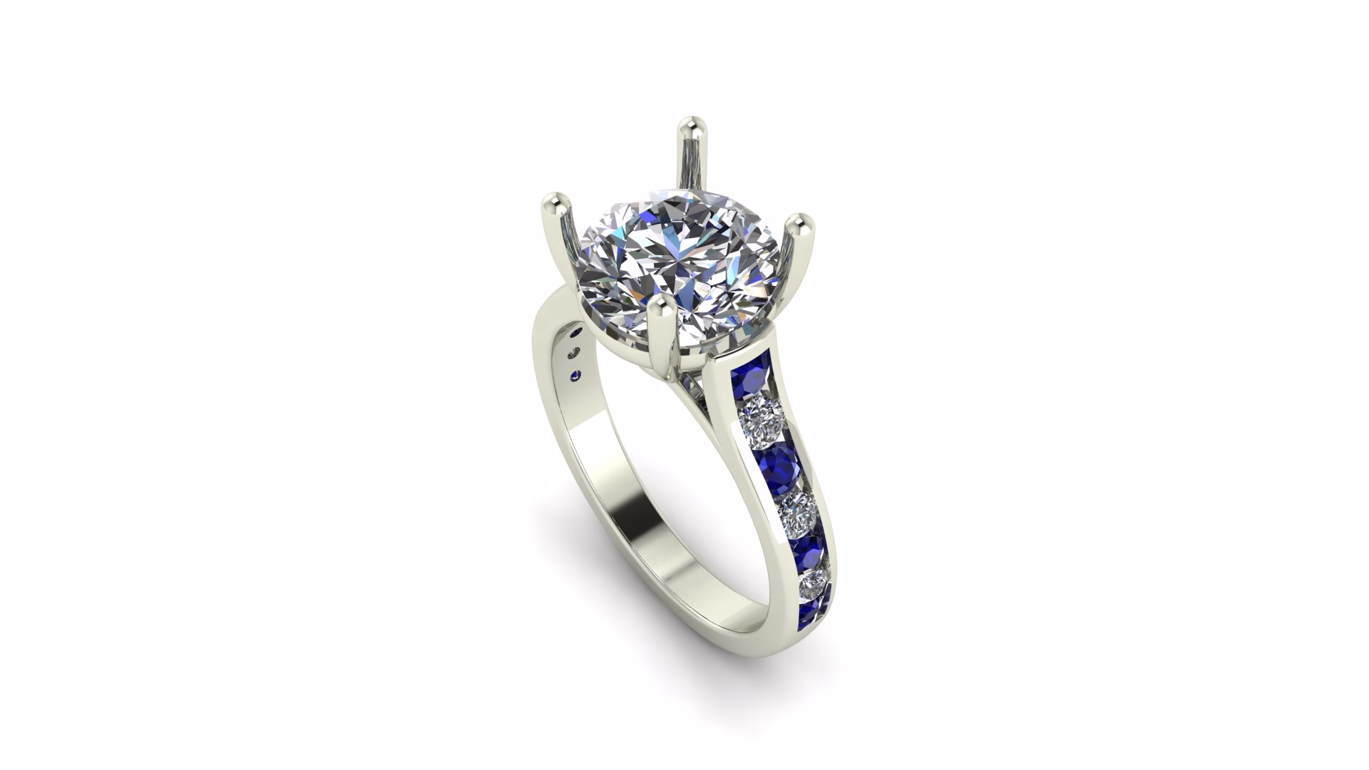 Diamond And Sapphire Cathedral Engagement Ring