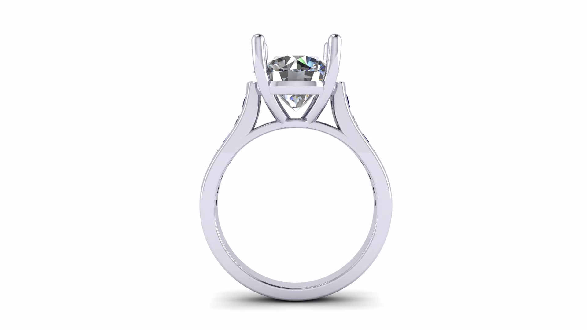 Diamond And Sapphire Cathedral Engagement Ring