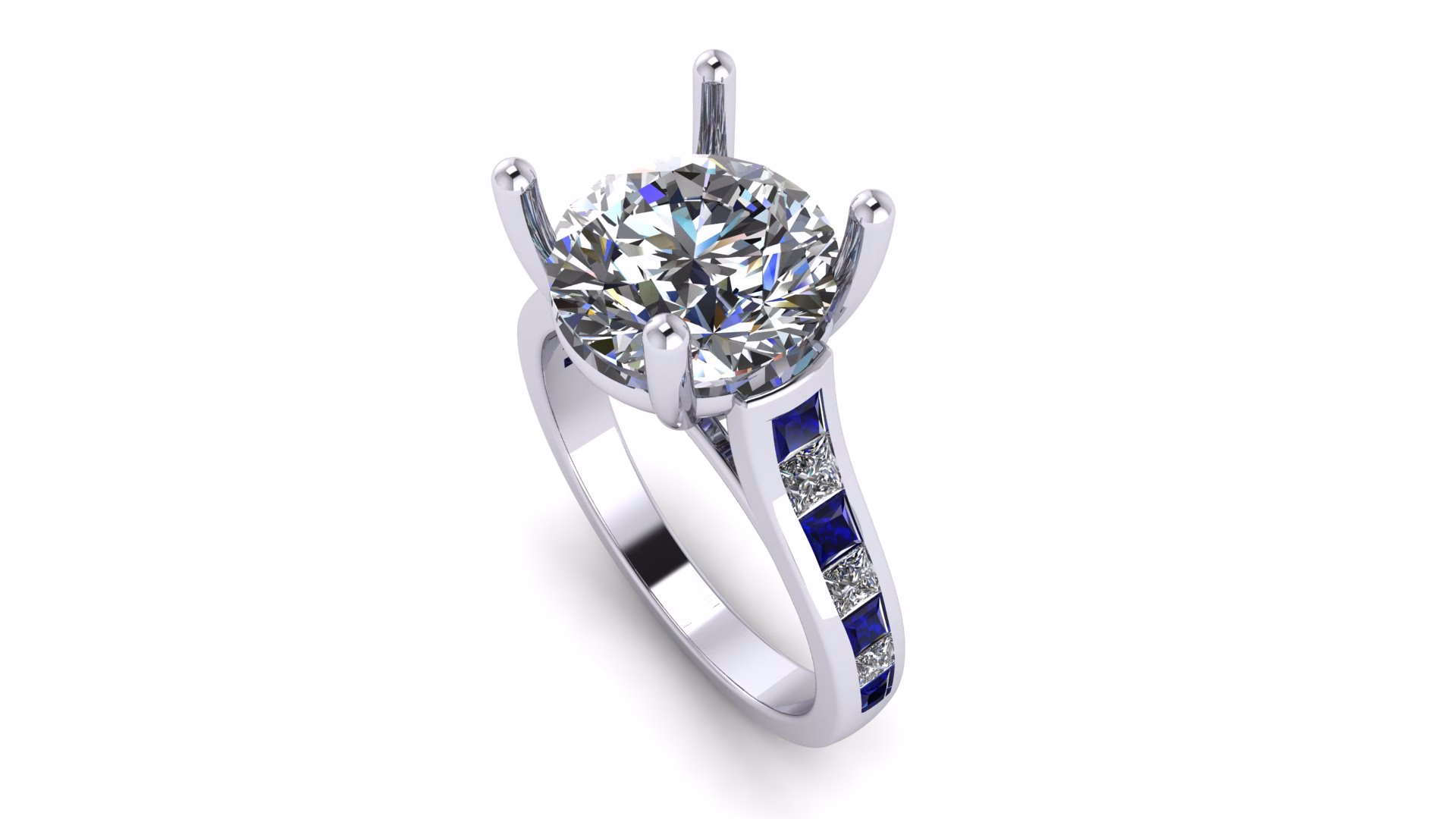 Diamond And Sapphire Cathedral Engagement Ring