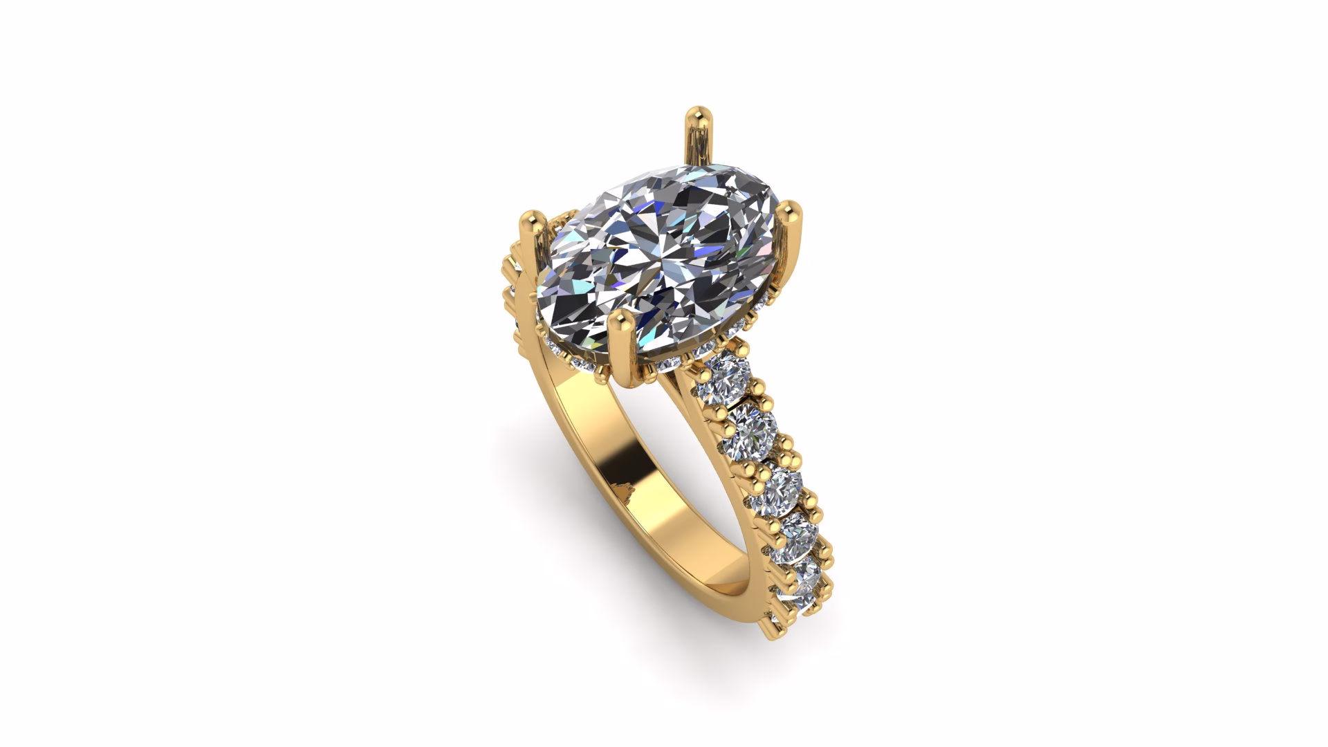 Hidden Halo Oval Cut Engagement Ring