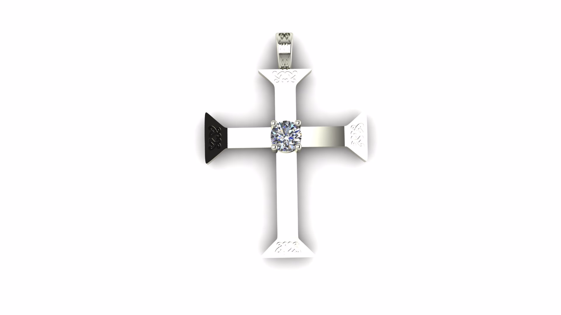 Diamond Scrollwork Cross Pendant - Image 2